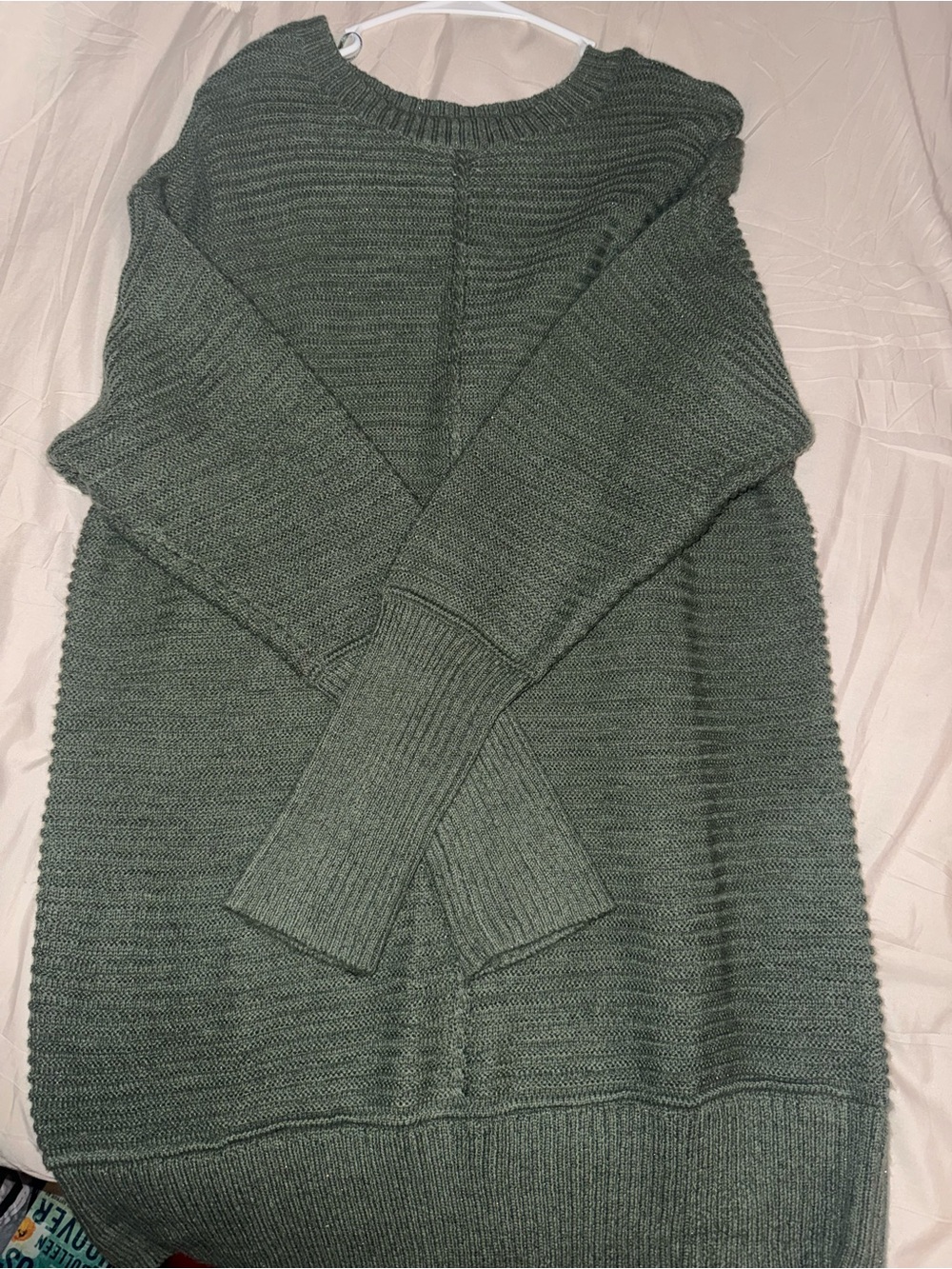 Nine West Olive Green Crewneck Knit Sweater